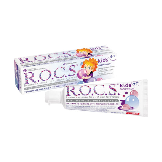 معجون أسنان ROCS للأطفال بنكهة الفواكه والخالي من الفلورايد
