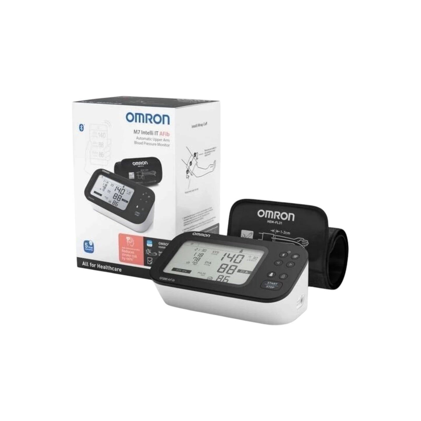 جهاز قياس ضغط الدم الأوتوماتيكي M7 IntelliIT AFib للذراع العلوي من OMRON