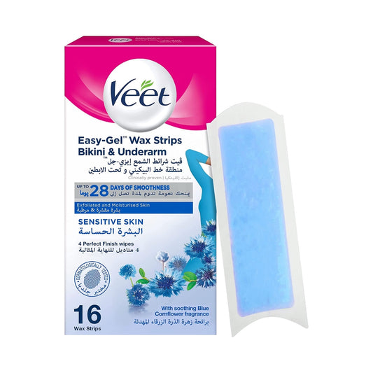 Veet بيكيني &amp; شرائح ازالة الشعر
 شرائح شمع الذراع للبشرة الحساسة 16