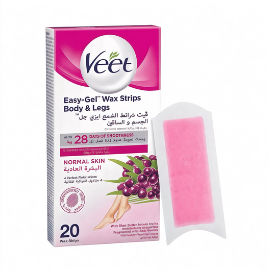 شرائح Veet للساقين والجسم ازالة الشمع
 شرائح الشمع للبشرة العادية ٢٠ قطعة