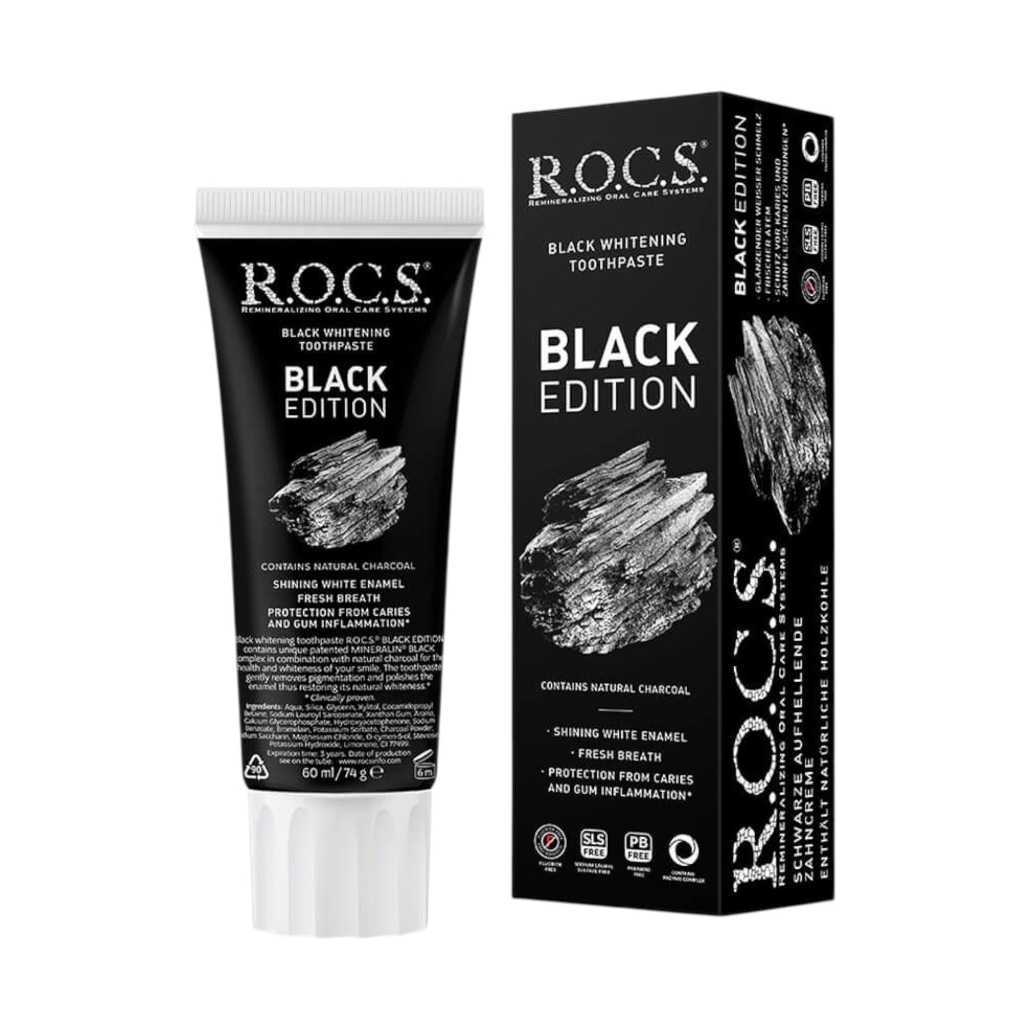 معجون أسنان ROCS لتبييض الأسنان - الإصدار الأسود