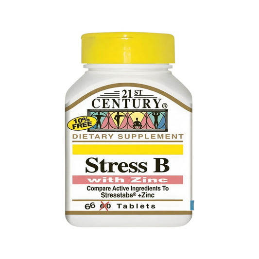 21st Century Stress B مع الزنك 66 قرصًا