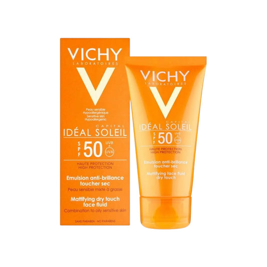 كريم واقي الشمس كابيتال سولاي دراي تاتش بمعامل حماية SPF50 من فيشي للبشرة المختلطة إلى الدهنية 50 مل