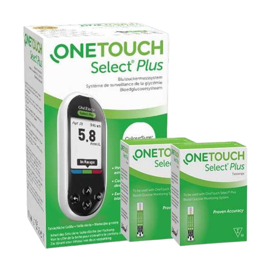 شرائط One Touch Select Plus مع جهاز قياس نسبة السكر في الدم