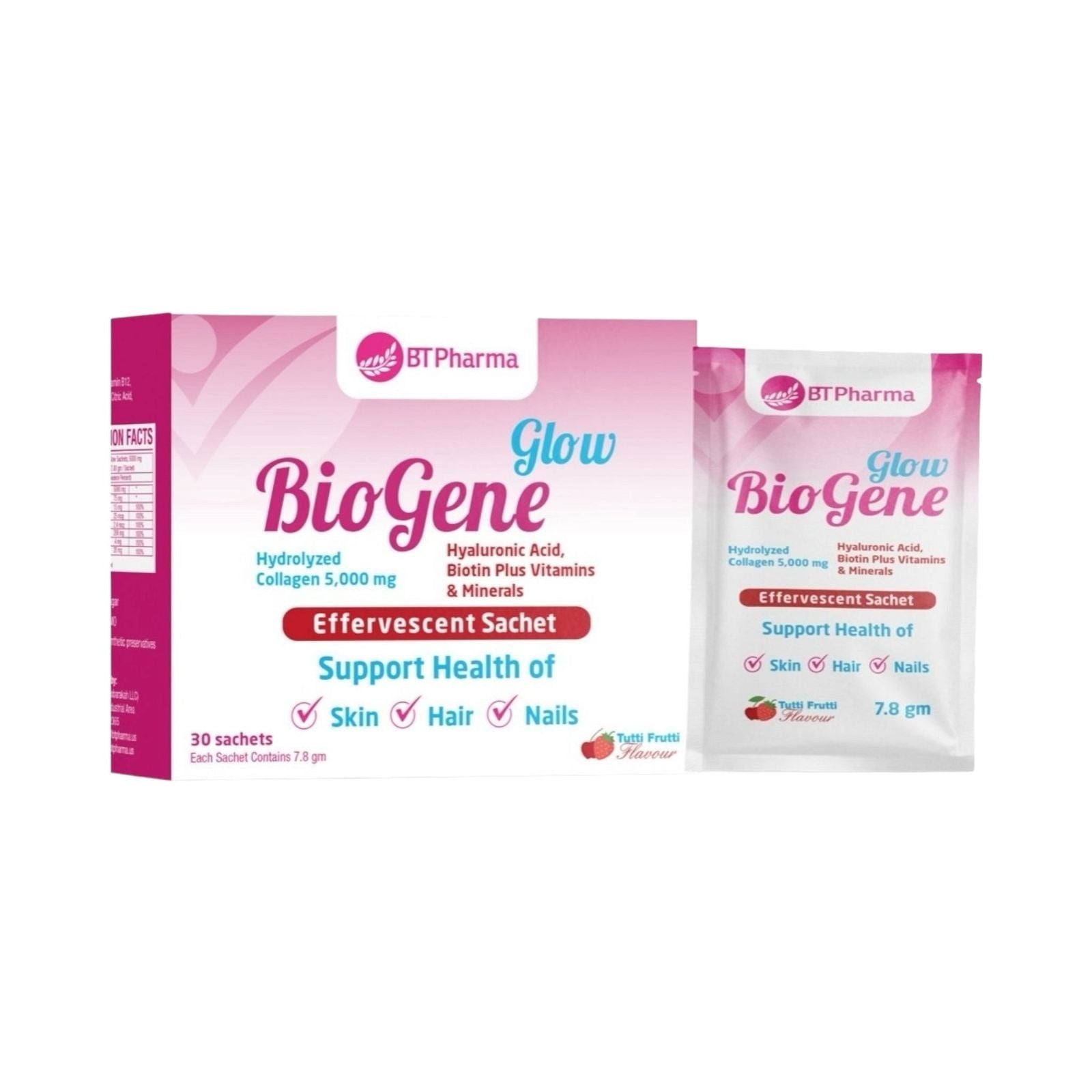 Bt Pharma Biogene Glow Collagen 5.000Mg, 30 Effervescent Sachet - MELIA PHARMACY - MELIA PHARMACY