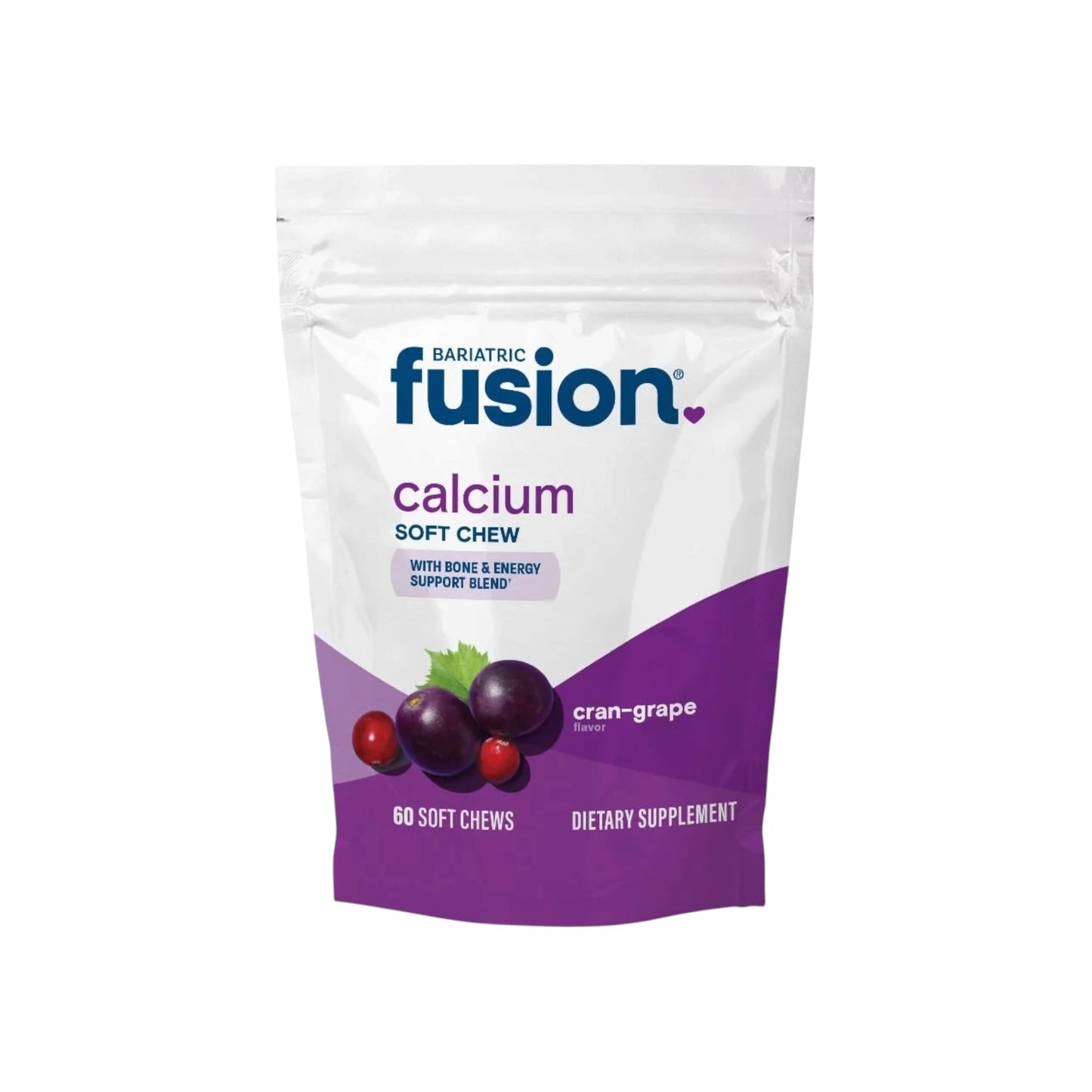 مضغوقات بارياتريك فيوجن Cran-Grape لينة من سترات الكالسيوم Bariatric، 60 قطعة