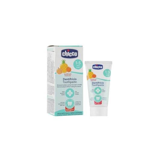 معجون أسنان Chicco بنكهة الفواكه المشكلة للأطفال 1-5 سنوات بالفلورايد